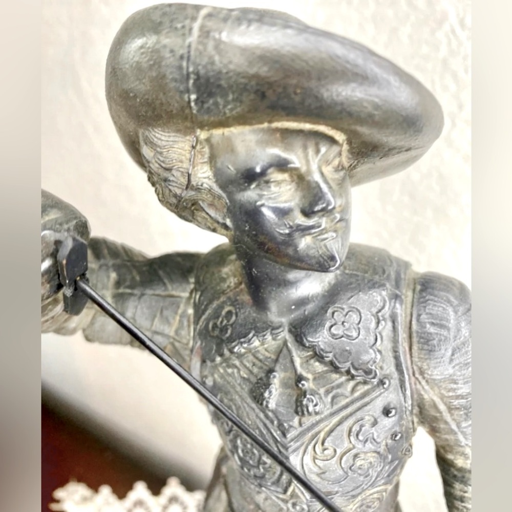 Antique Don Caesar 1800’s Bronze Statue 14” Tall Musketeers Sculptures Figures.